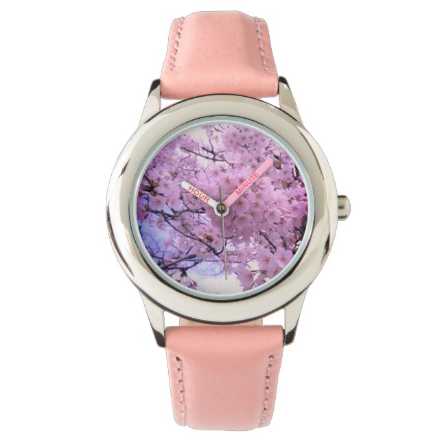 Pink Cherry Blossom Watch Armbanduhr (Vorderseite)