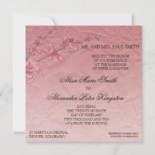 Pink Cherry Blossom Wedding Bridal Einladung