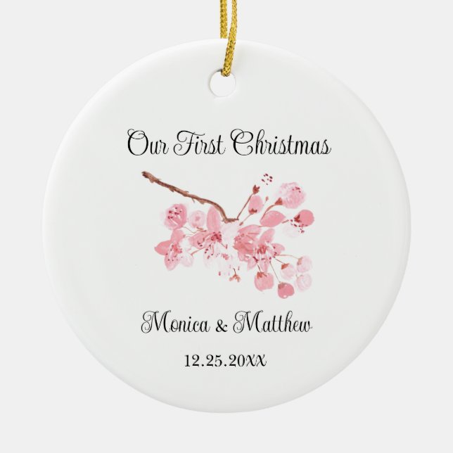 Pink Cherry Blossom Wedding Geschenk Sakura Japan Keramik Ornament (Vorne)