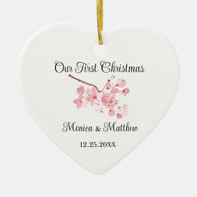 Pink Cherry Blossom Wedding Gift Sakura Keramik Ornament (Vorne)