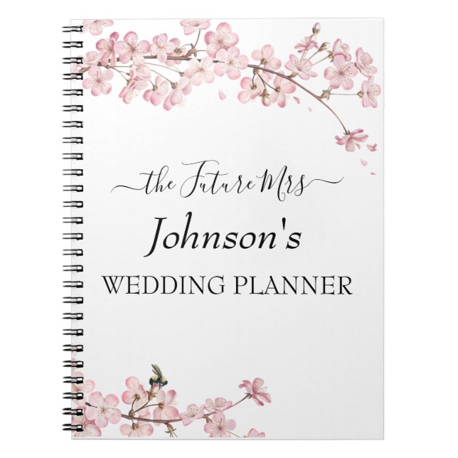 Pink Cherry Blossom Wedding Plan Notebook Notizblock (Vorderseite)