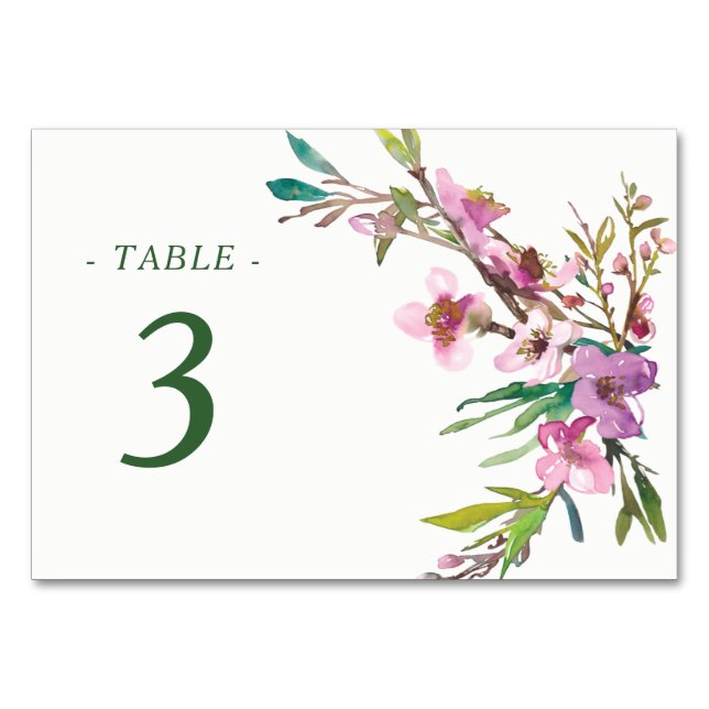 Pink Cherry Blossom Wedding Tischnummer (Vorderseite)