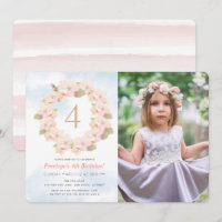 Pink Cherry Blossom Wreath Girl Foto Geburtstag