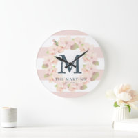 Pink Cherry Blossom Wreath Strip Monogramm