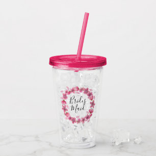 Pink Cherry Blossoms Bridesmaid Acryltrinkbecher