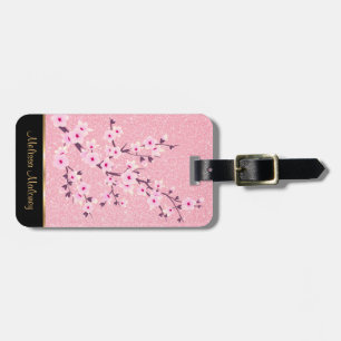 Pink Cherry Blossoms Glitzer Gepäckanhänger