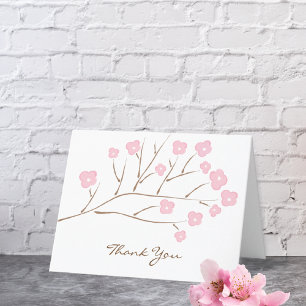 Pink Cherry Blossoms Hochzeit Dankeskarte