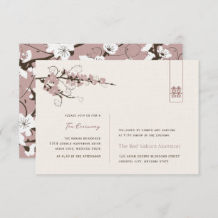 Pink Cherry blüht asiatisch Hochzeitsempfang Einladung