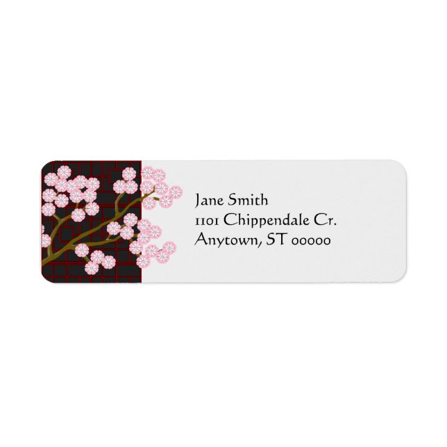 Pink Cherry blüht asiatisch Inspirierte Adressetik (Vorne)