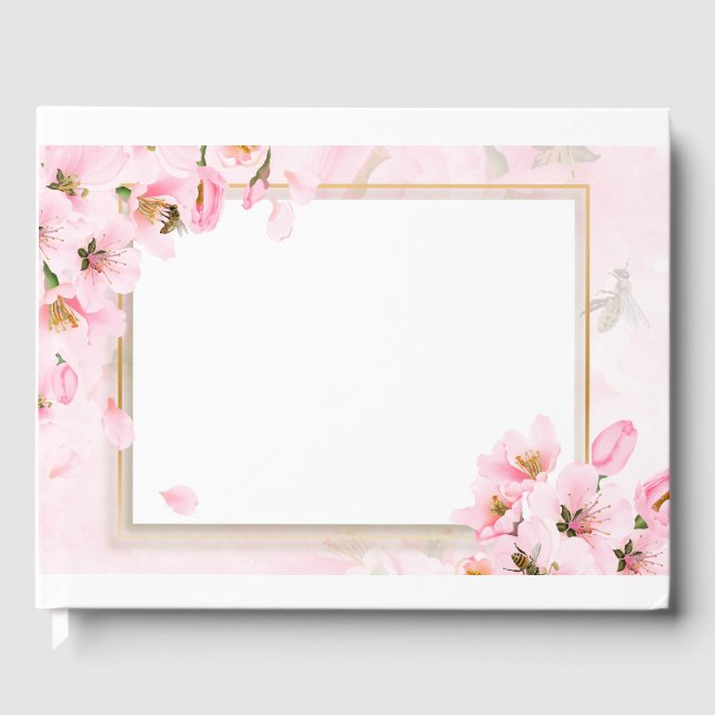 Pink Cherry Blüten Hochzeit oder Dusche Gästebuch (Vorderseite)