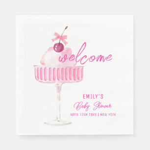 Pink Cherry Champagne Brunch Baby Dusche Empfang Serviette