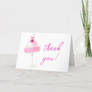 Pink Cherry Champagne Brunch Babydusche Dankeskarte