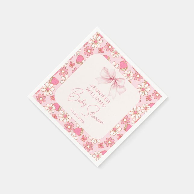 Pink Chic Berry Sweet Bow Baby Girl Duschpapier Serviette (Ecke)
