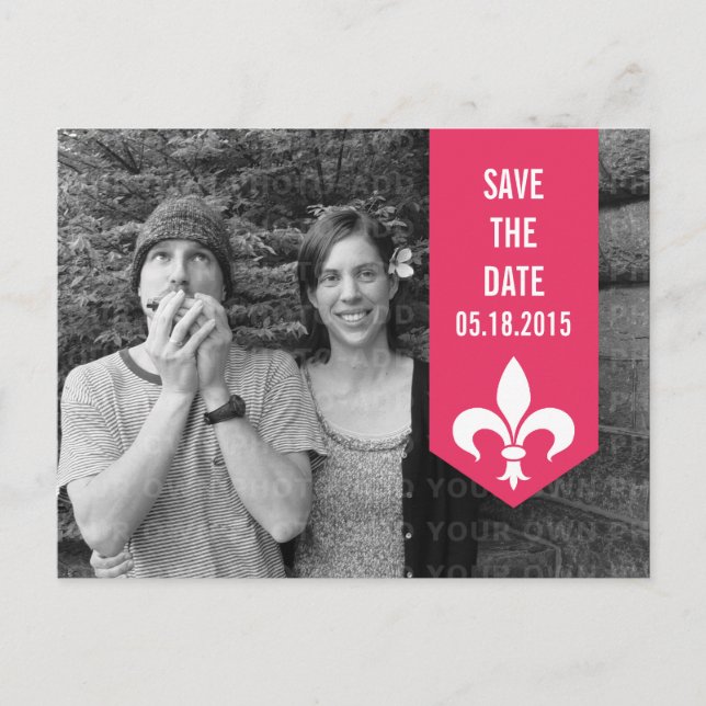 Pink Chic Blüh Banner Save the Date Postkarte (Vorderseite)