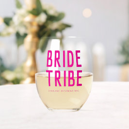 Pink Chic Bride Tribe Brautparty Weinglas Ohne Stiel