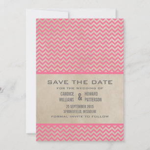 Pink Chic Chevron Save the Date Einladung