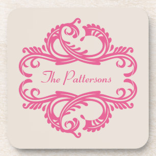 Pink Chic Damask Untersetzer Set