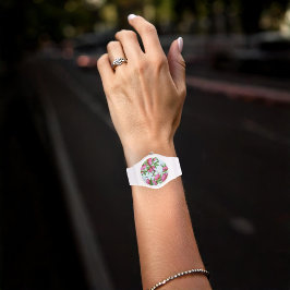 Pink Chic Floral Peonies Einfache Elegante Blume Armbanduhr