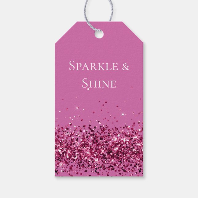 Pink Chic Glitzer Sparkle Geschenkanhänger (Vorderseite)