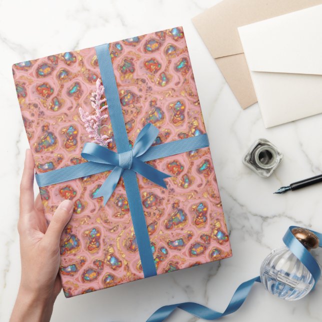 Pink Chic Imitats Foil Gold & Opal Geschenkpapier (Schenken)