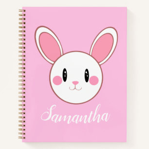 Pink Chic Modern Niedlich Fluffy Bunny Rabbit Notizbuch
