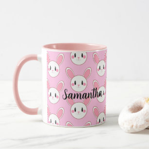 Pink Chic Modern Niedlich Fluffy Bunny Rabbit Tasse