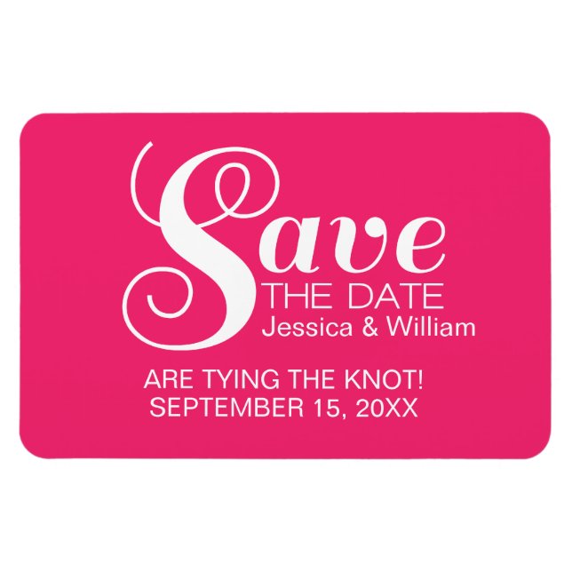Pink Chic Typografie Speichern Sie das Date Magnet (Horizontal)