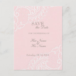Pink Chic Vintag Elegante Spitzen Save the Date Ankündigungspostkarte