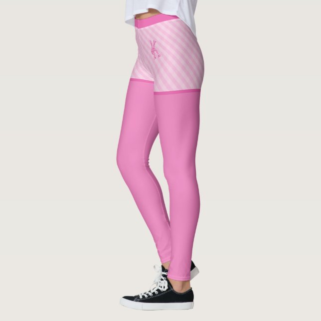 Pink Chic Vintag Gingham Muster Custom Monogram Leggings (Links)