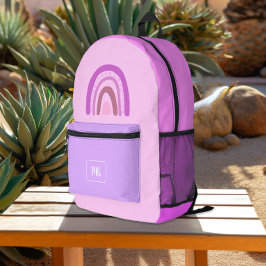 Pink Chic Whimsy Teens Monogram Bedruckter Rucksack