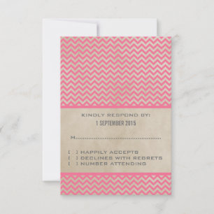 Pink Chic Zickzack Response Card RSVP Karte