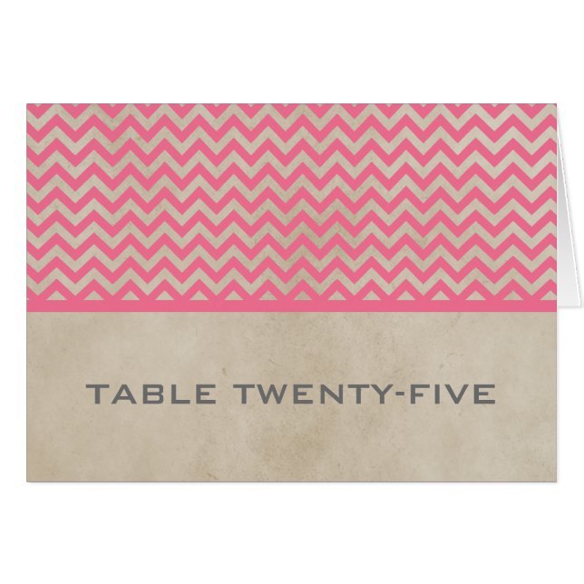 Pink Chic Zickzack Tischnummer (Vorderseite (Horizontal))