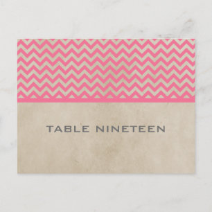 Pink Chic Zickzack Tischnummer Postkarte