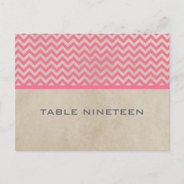 Pink Chic Zickzack Tischnummer Postkarte (Vorderseite)