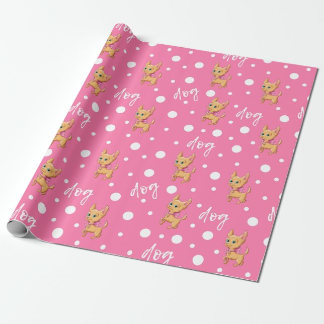 Pink Chihuahua Wrapping Paper Geschenkpapier (Ungerollt)