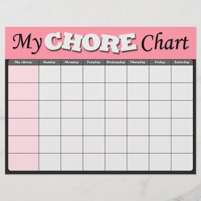 Pink Children's Chore Charts Flyer (Vorne)