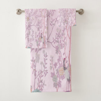 Pink Chinoiserie 3 Stück Luxus Badhandtuch Set