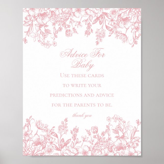 Pink Chinoiserie Advice for Baby Shooting Game Poster (Vorne)