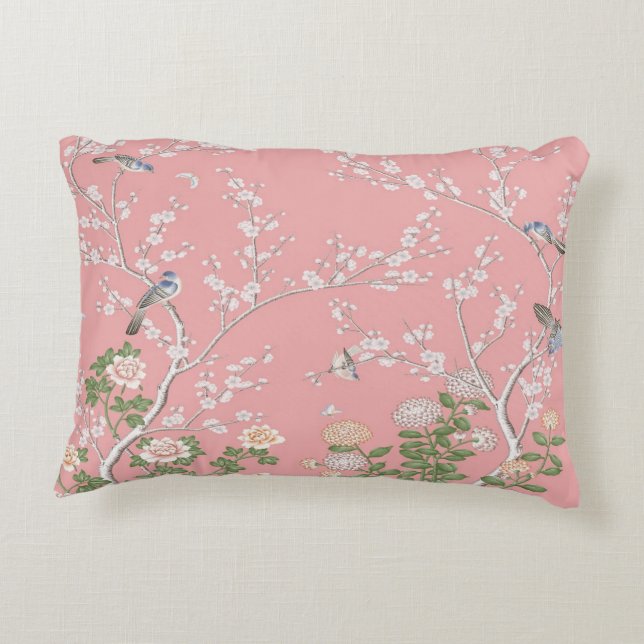 Pink Chinoiserie Akzent Kissen (Rückseite)