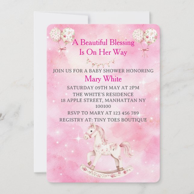 Pink Chinoiserie Baby Shower Invitation Einladung (Vorderseite)