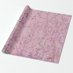 Pink Chinoiserie Bird Decouver Geschenkpapier