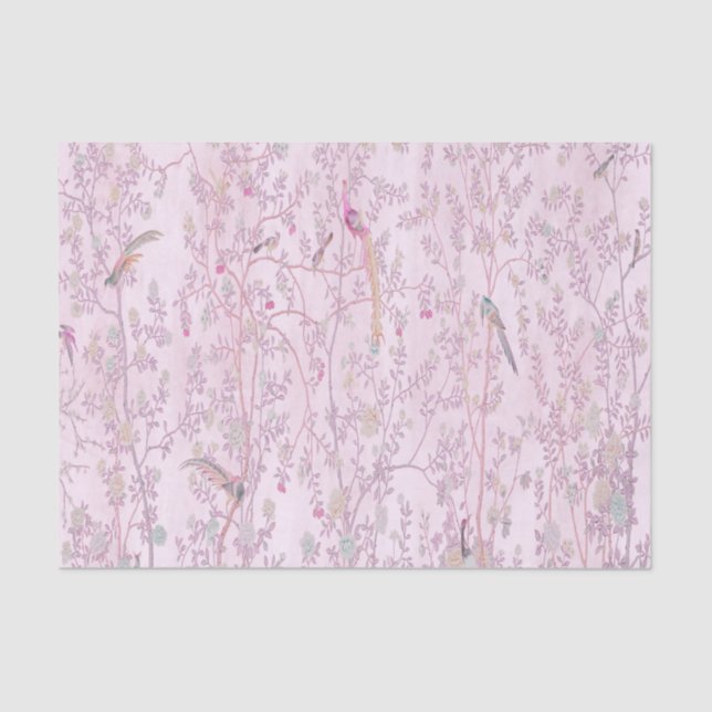 Pink Chinoiserie Chinesisch Dekoupage Seidenpapier (Vorderseite)