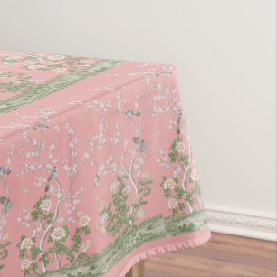 Pink Chinoiserie Cotton Dining Tableclout Tischdecke
