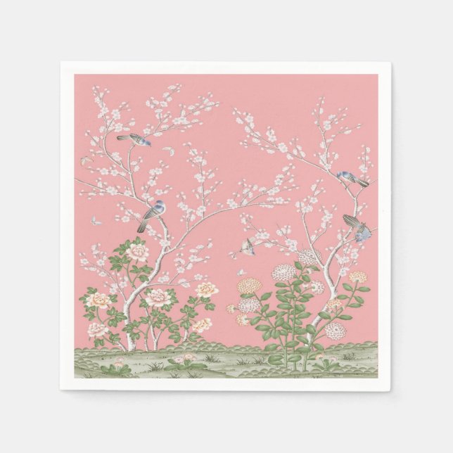 Pink Chinoiserie Dekoupage Serviette (Vorderseite)