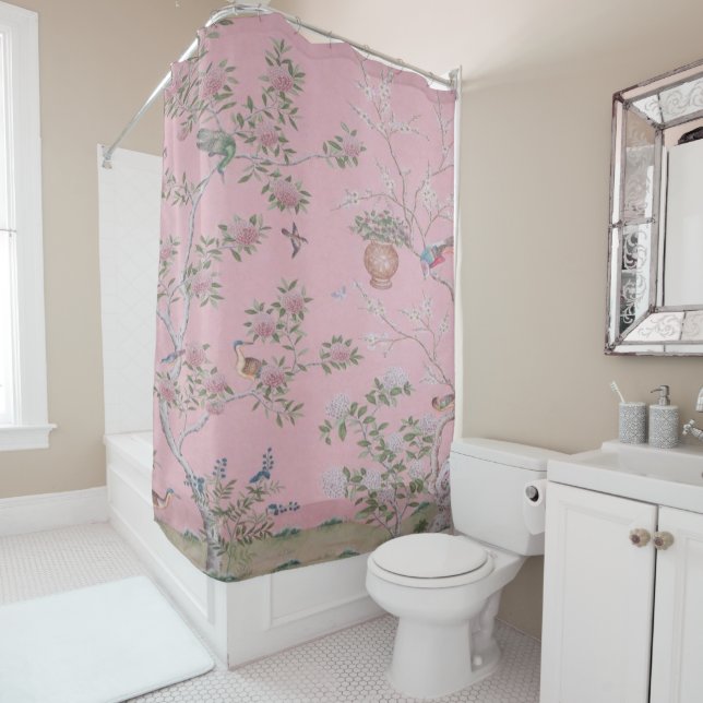 Pink Chinoiserie Duschvorhang (Beispiel)
