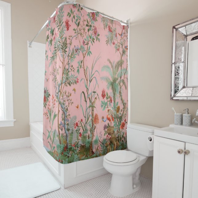 Pink Chinoiserie Duschvorhang (Beispiel)
