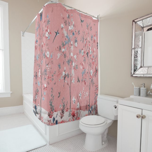 Pink Chinoiserie Duschvorhang (Beispiel)