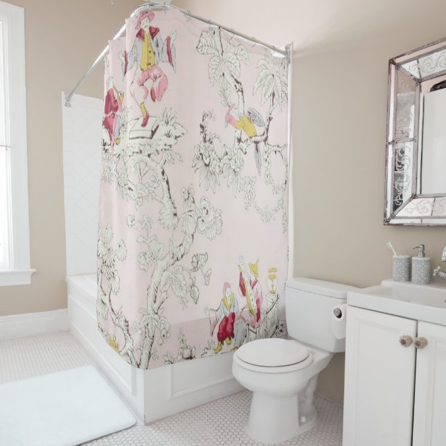 Pink Chinoiserie Duschvorhang (Beispiel)