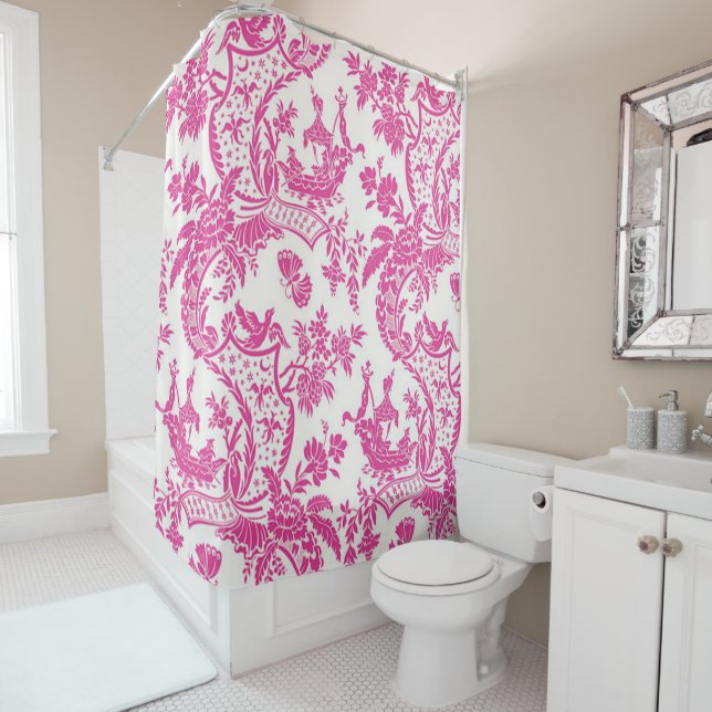 Pink Chinoiserie Duschvorhang (Beispiel)