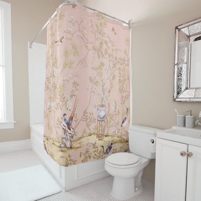 Pink Chinoiserie Duschvorhang (Beispiel)